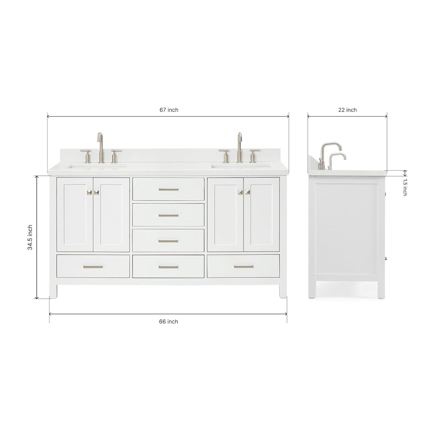 Ariel A055swqovo Cambridge 55" Free Standing Single Basin Vanity Set - White