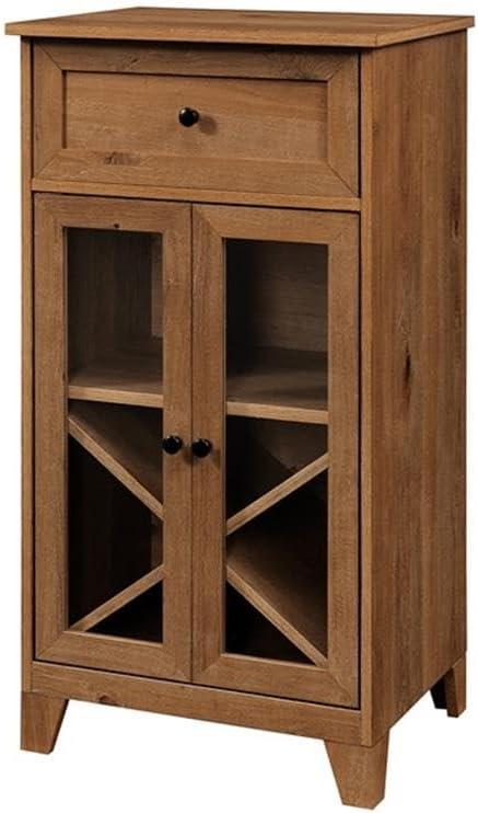 Walker Edison Mission 1-Drawer 2-Door Bar Cabinet, English Oak