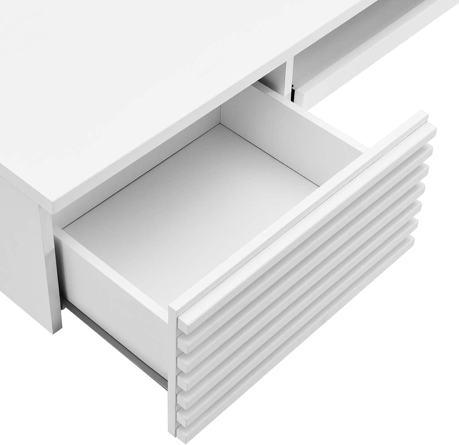 Modway Render Wall Mount Wood Office Desk in White