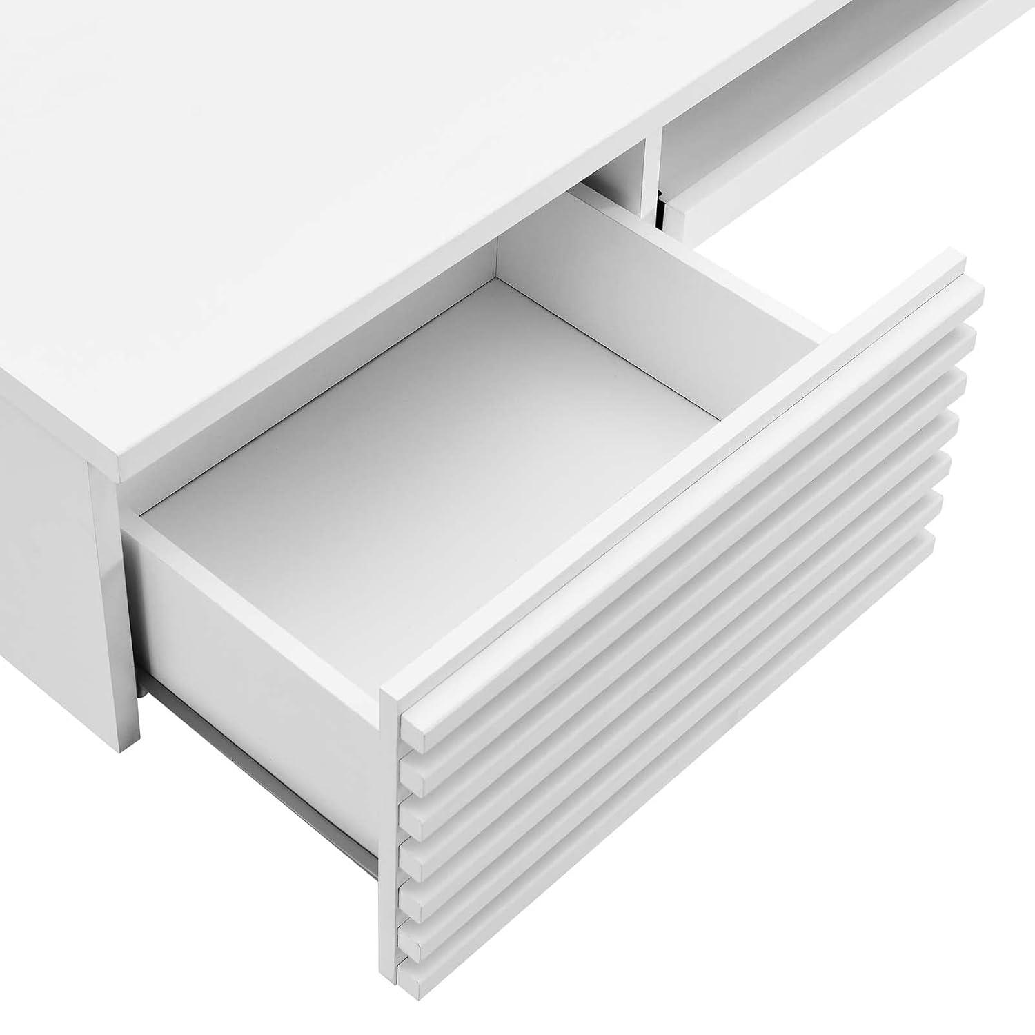 Modway Render Wall Mount Wood Office Desk in White