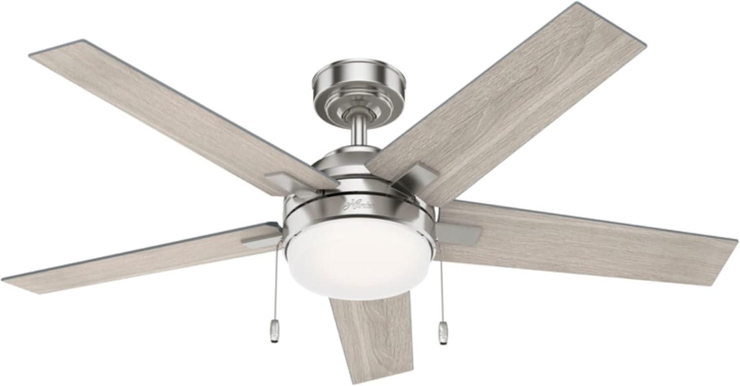 44" Bartlett 5 - Blade Modern Indoor Ceiling Fan with Pull Chain and LED Light Included