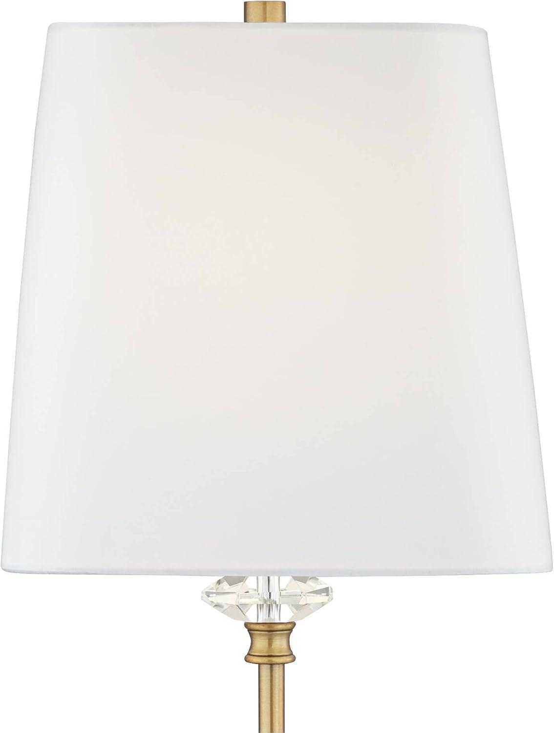 Regency Hill Julia Traditional Buffet Table Lamp 29 1/2" Tall Gold Crystal White Fabric Tapered Square Shade for Living Room Dining House Entryway