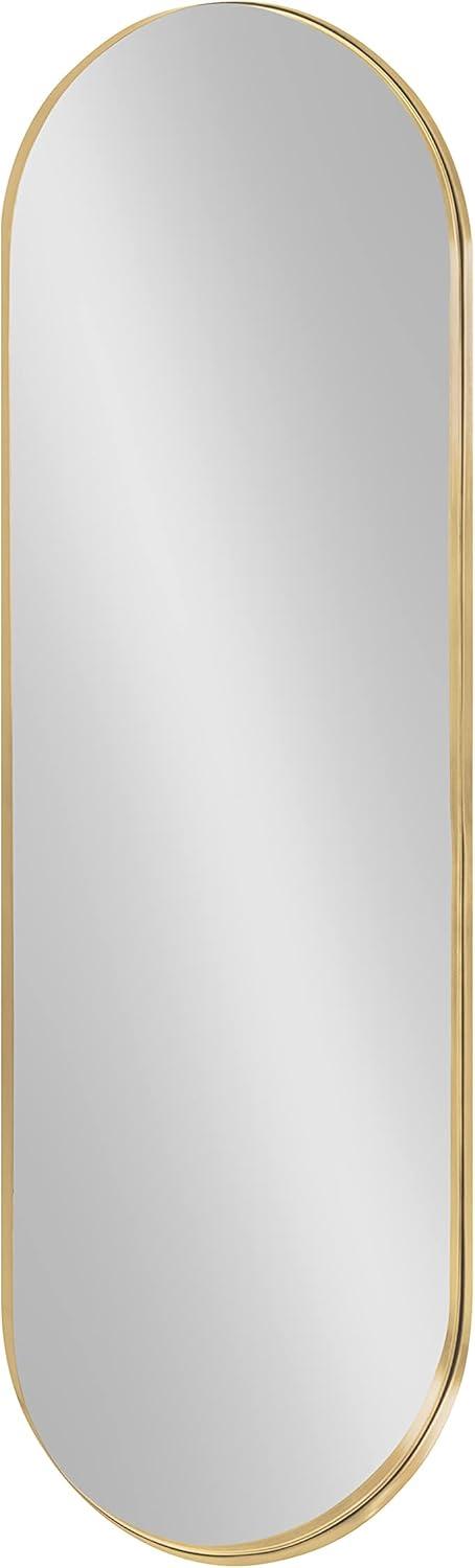 Kate and Laurel Rollo Midcentury Capsule Wall Mirror, 16 x 48, Gold, Decorative Full Length Oval Mirror for Wall