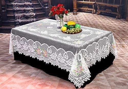 Collections Etc White Floral Lace Tablecloth 60" x 90"