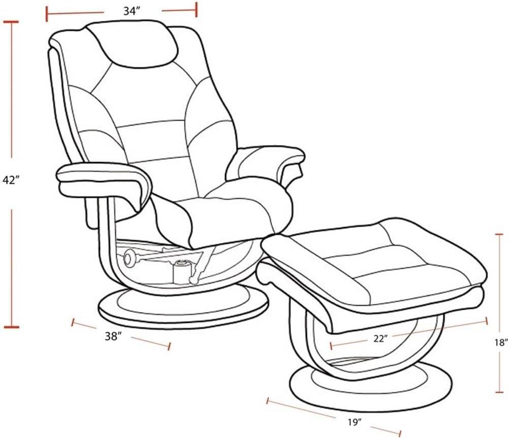 Butterscotch Leather Swivel Recliner with Ottoman and Wood Base