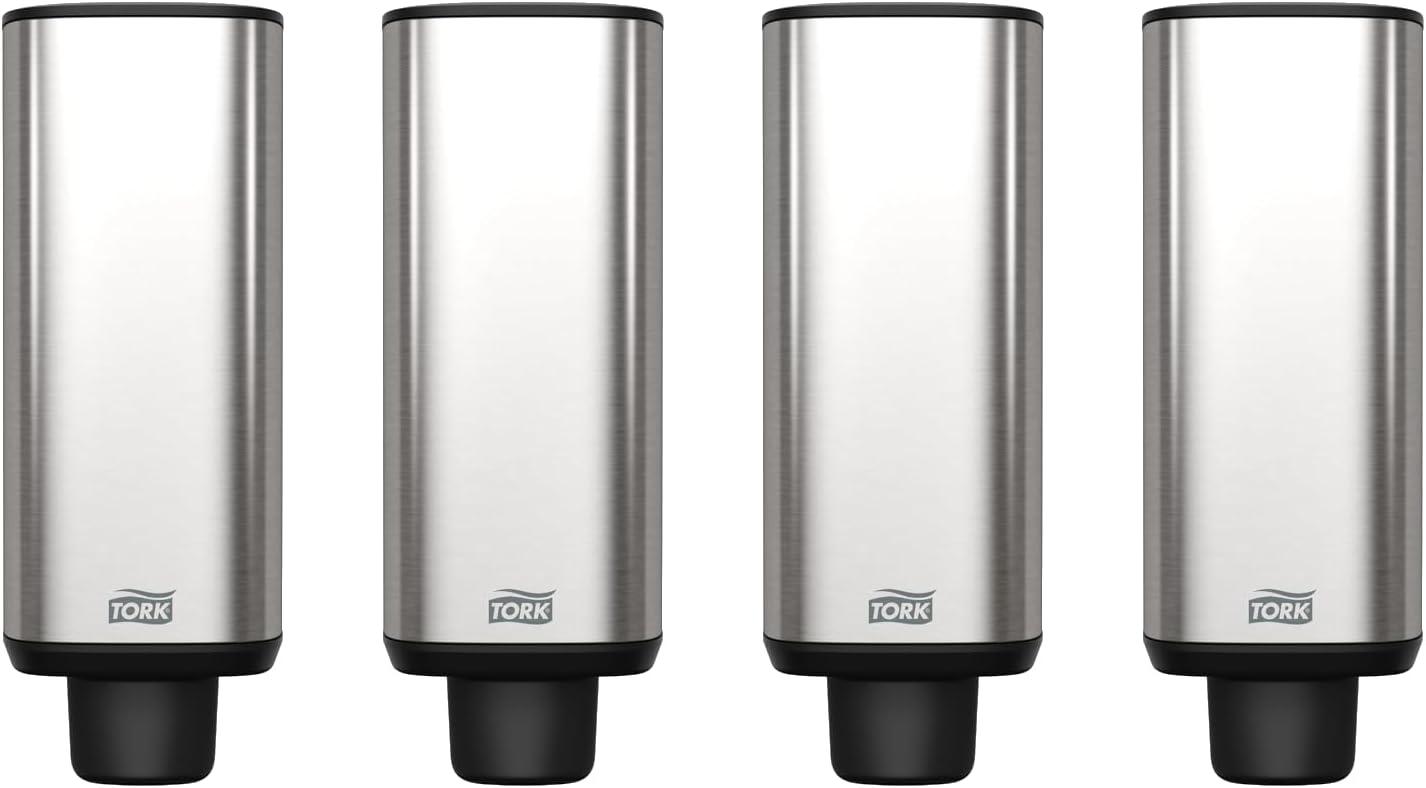 Tork Foam Skincare Manual Dispenser for Foam Soap and Hand Sanitizer 466000 - Economical, S4 Dispenser System, Color Stainless Steel (Pack of 1)