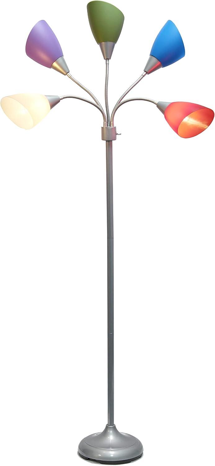 67" Contemporary Multi 5-Head Adjustable Gooseneck Floor Lamp - Simple Designs