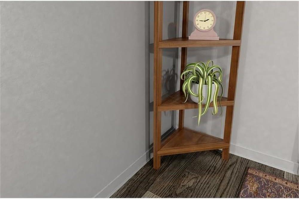 NewRidge 4-Tier Corner Wooden Bookcase Walnut