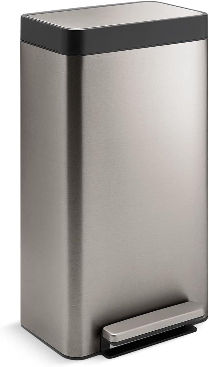 Stainless Steel 8-Gallon Hands-Free Kitchen Step Trash Can