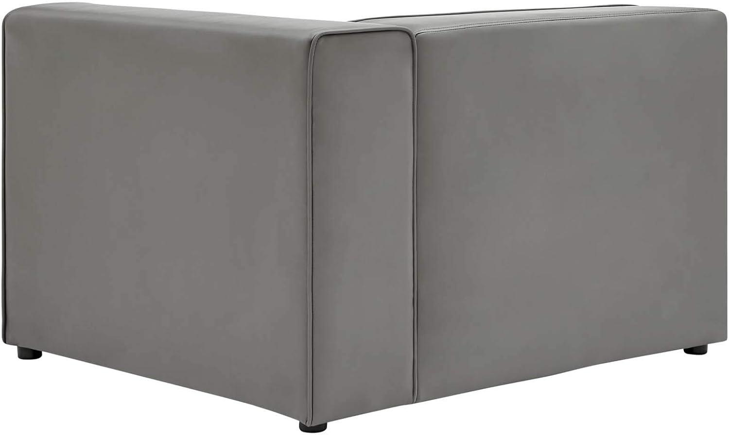 Mingle Vegan Leather Right Armchair Gray - Modway: Contemporary Modular Lounge Furniture, No Assembly Required