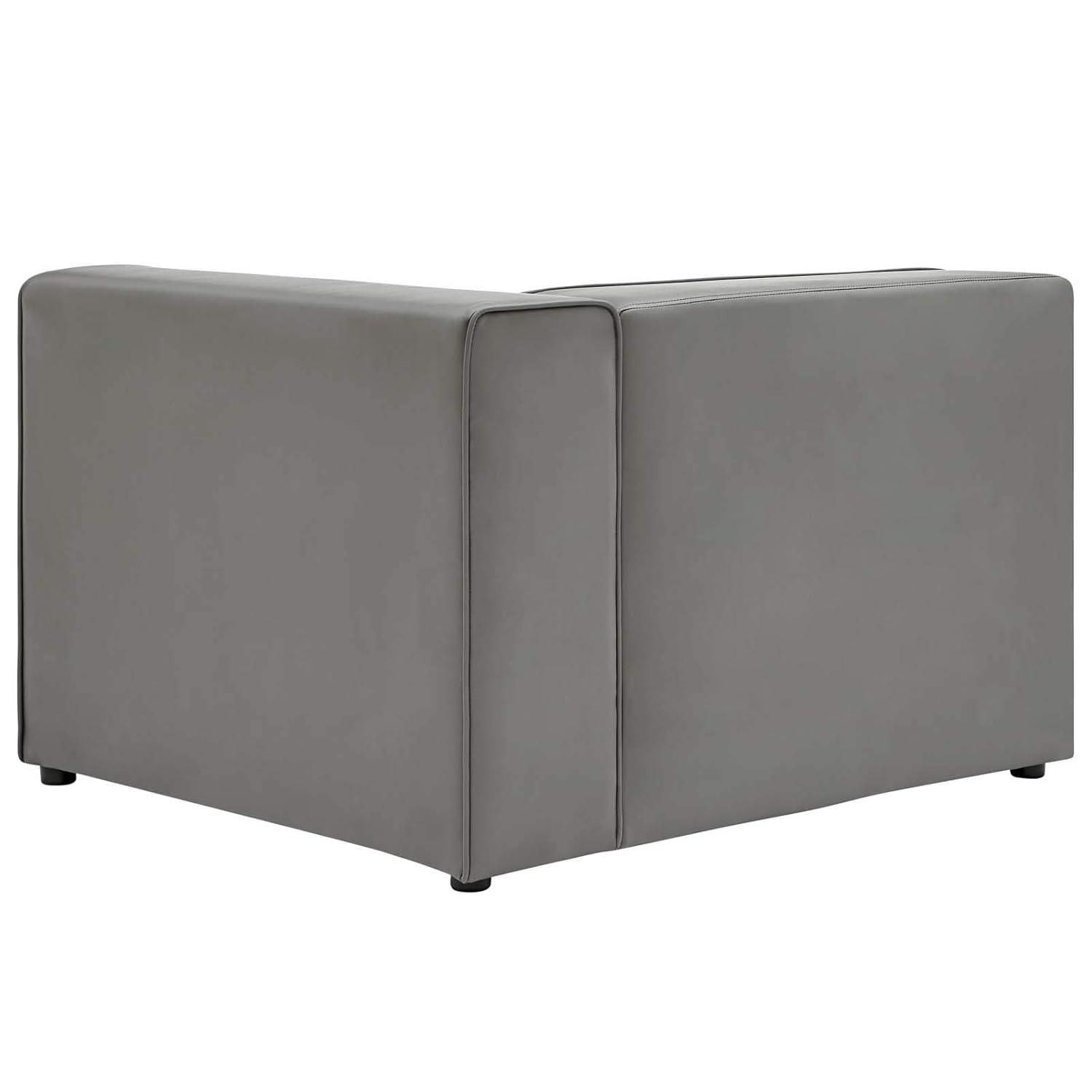 Mingle Vegan Leather Right Armchair Gray - Modway: Contemporary Modular Lounge Furniture, No Assembly Required