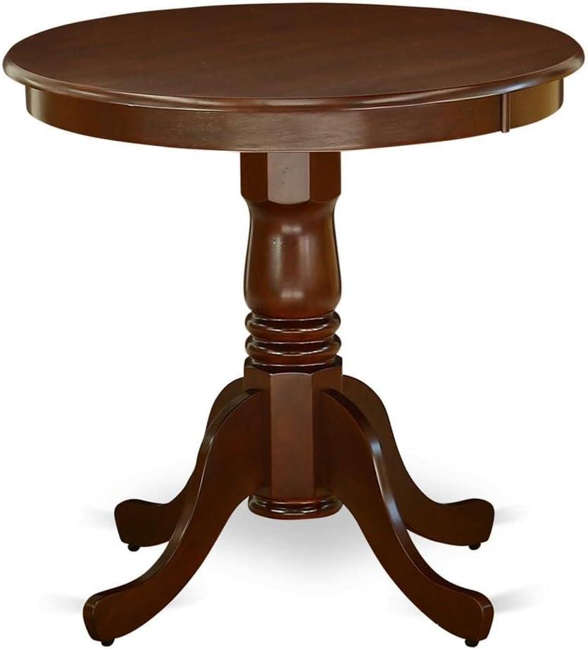 HomeStock Rustic Retreat Edan Dining Table Made Of Rubber Wood, 30 Inch Round, Mahogany Finish