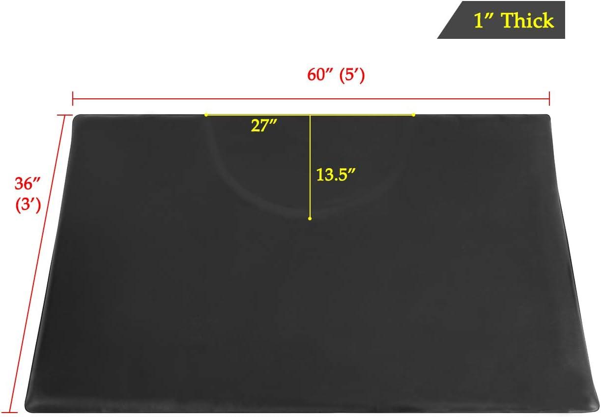 1 Inch Thick Barber Cutting Chair Salon Floor Mats for Beauty Hair Stylist Station Anti Fatigue (Black, 5 Ft × 3 Ft Rectangle)