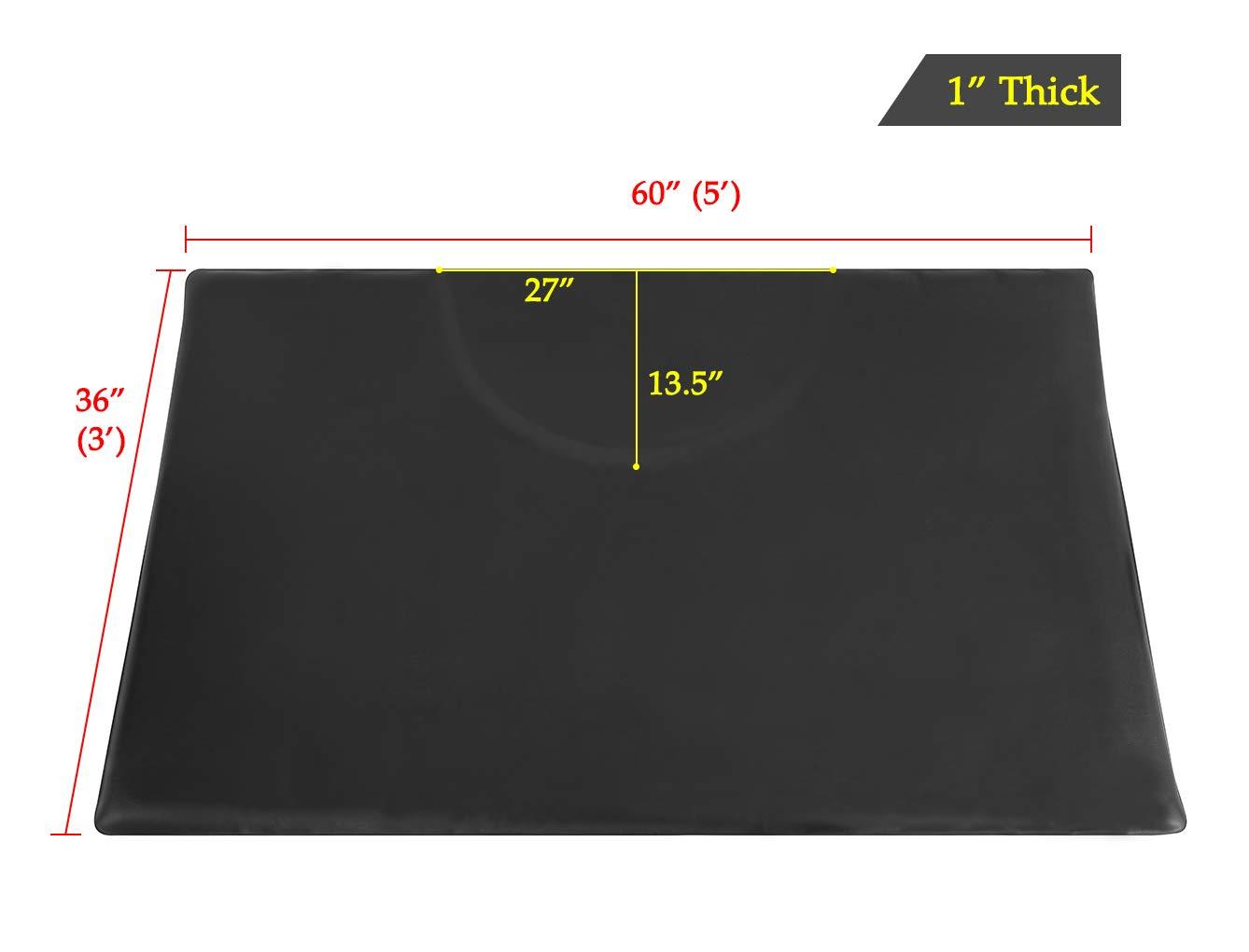 1 Inch Thick Barber Cutting Chair Salon Floor Mats for Beauty Hair Stylist Station Anti Fatigue (Black, 5 Ft × 3 Ft Rectangle)