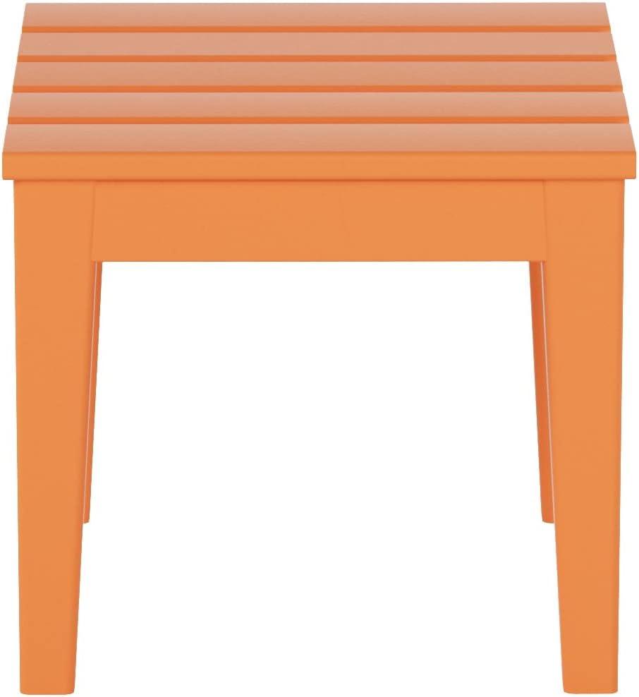 WestinTrends All-Weather Outdoor Patio Round Poly Adirondack Side Table, Orange