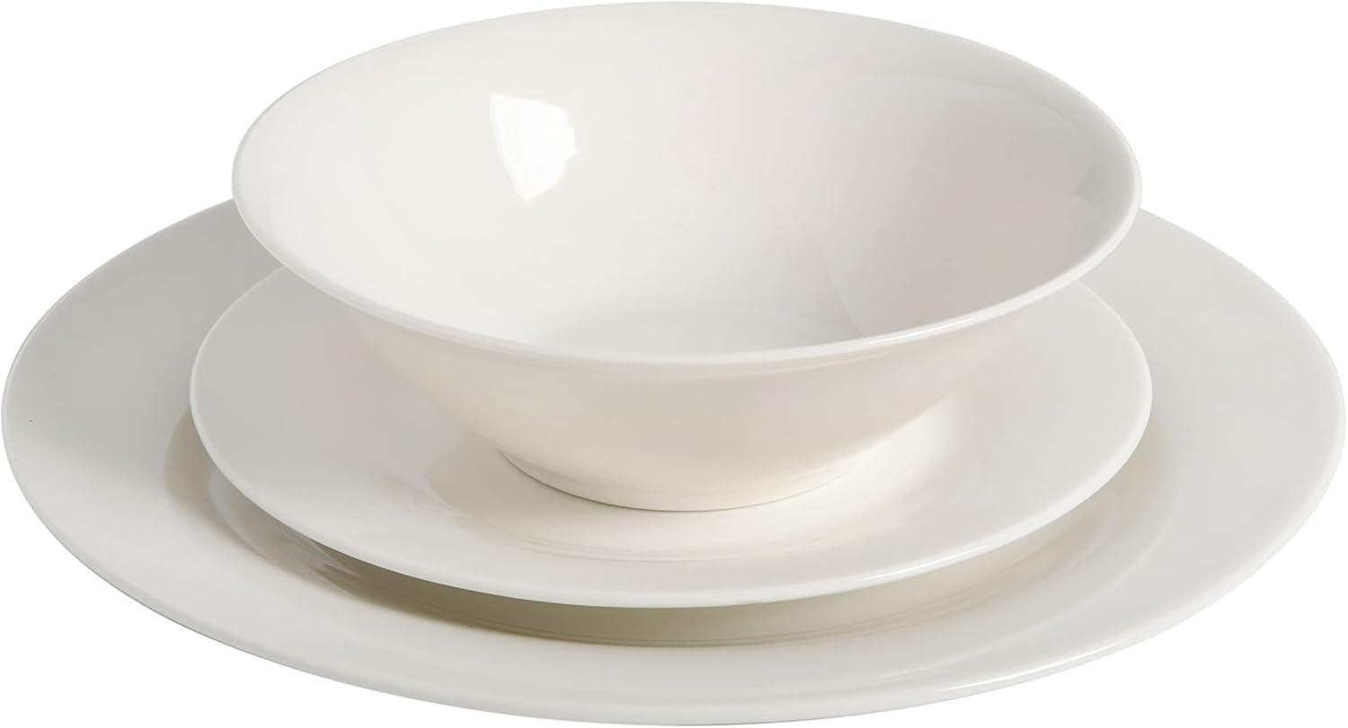 Everyday Round 12-Piece Dinnerware Set, White Porcelain