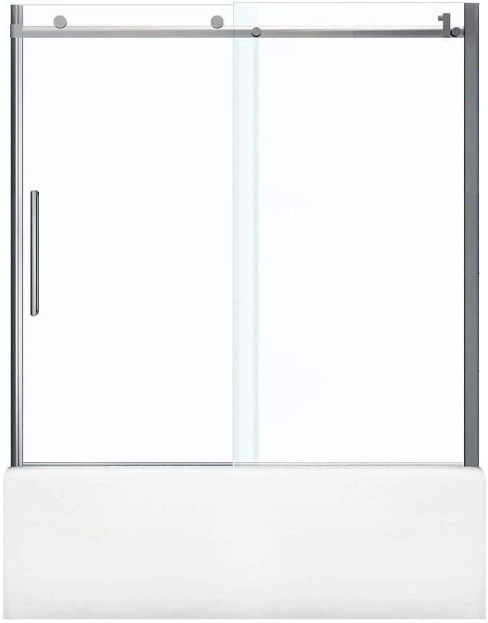 Halo 59 in. x 59 in. Frameless Sliding Tub Door in Chrome