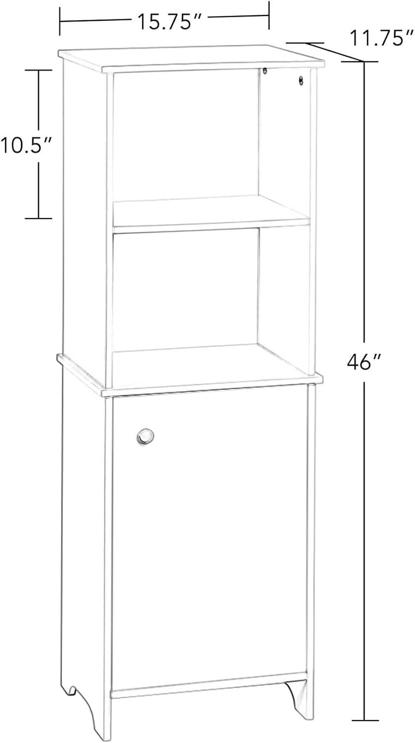 RiverRidge Medford Tall Bathroom Storage Cabinet and Linen Organizer with Door and Adjustable Shelves - White