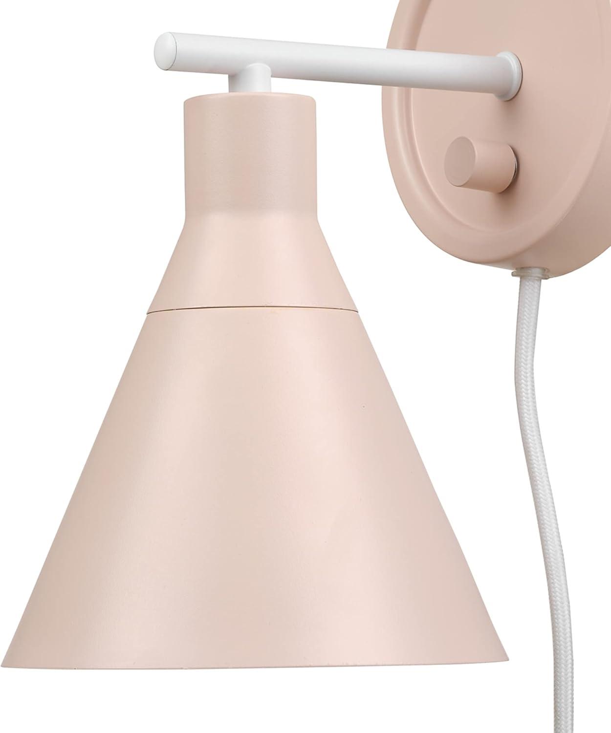 Matte White and Pink Industrial Wall Sconce with Dimmable Rotary Switch