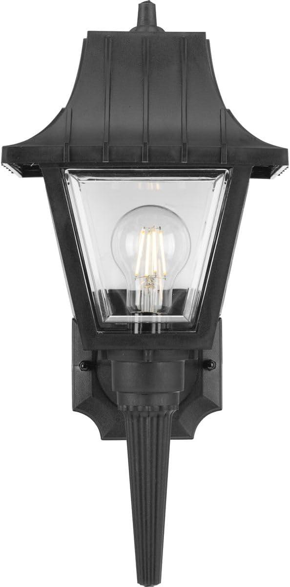 Progress Lighting Mansard 1-Light Outdoor Wall Lantern in Black with Beveled Clear Acrylic Panels