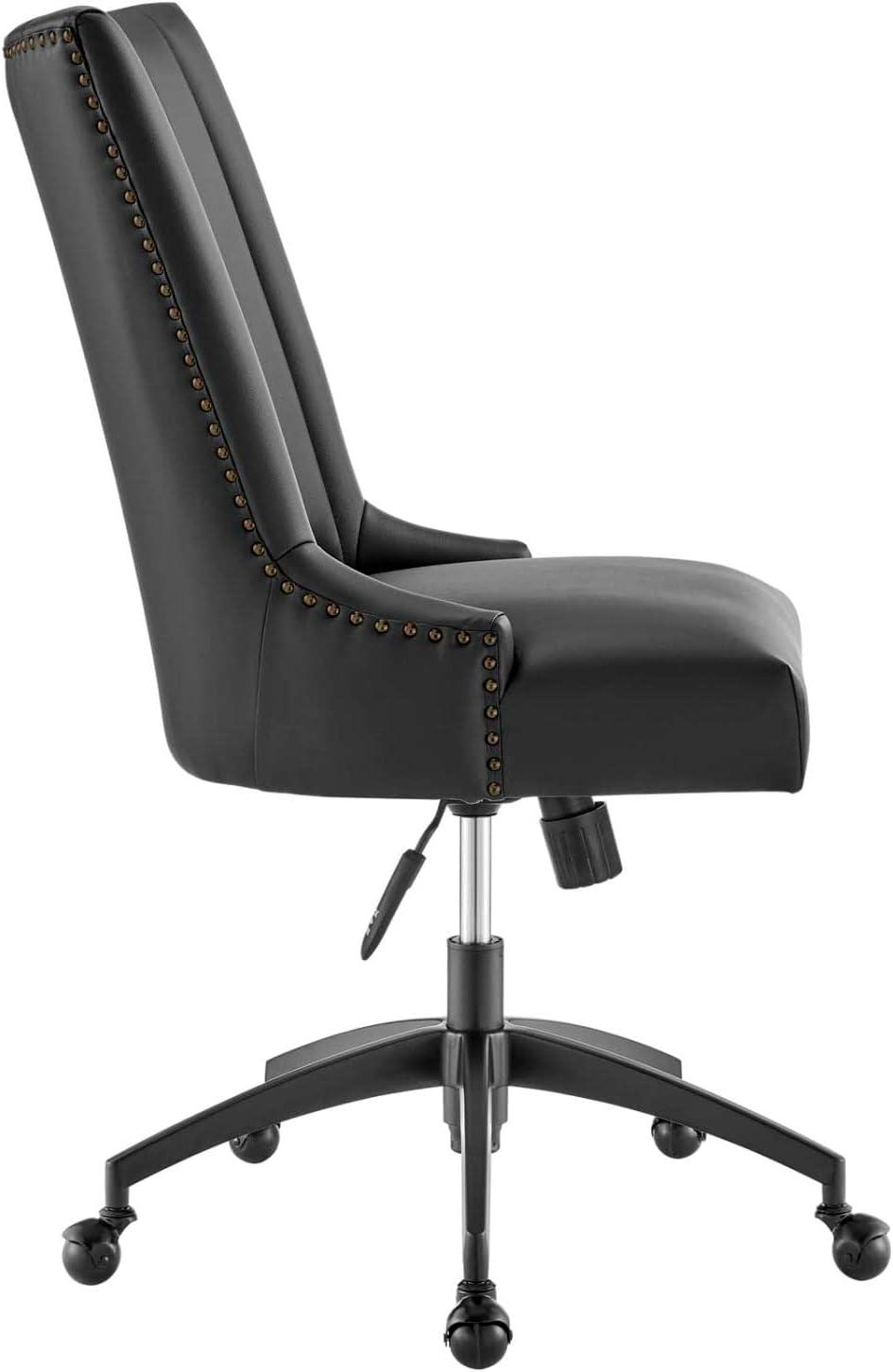 Modway Empower Channel Tufted Vegan Leather Office Chair Black: Metal Frame, Adjustable Height, Modern Style