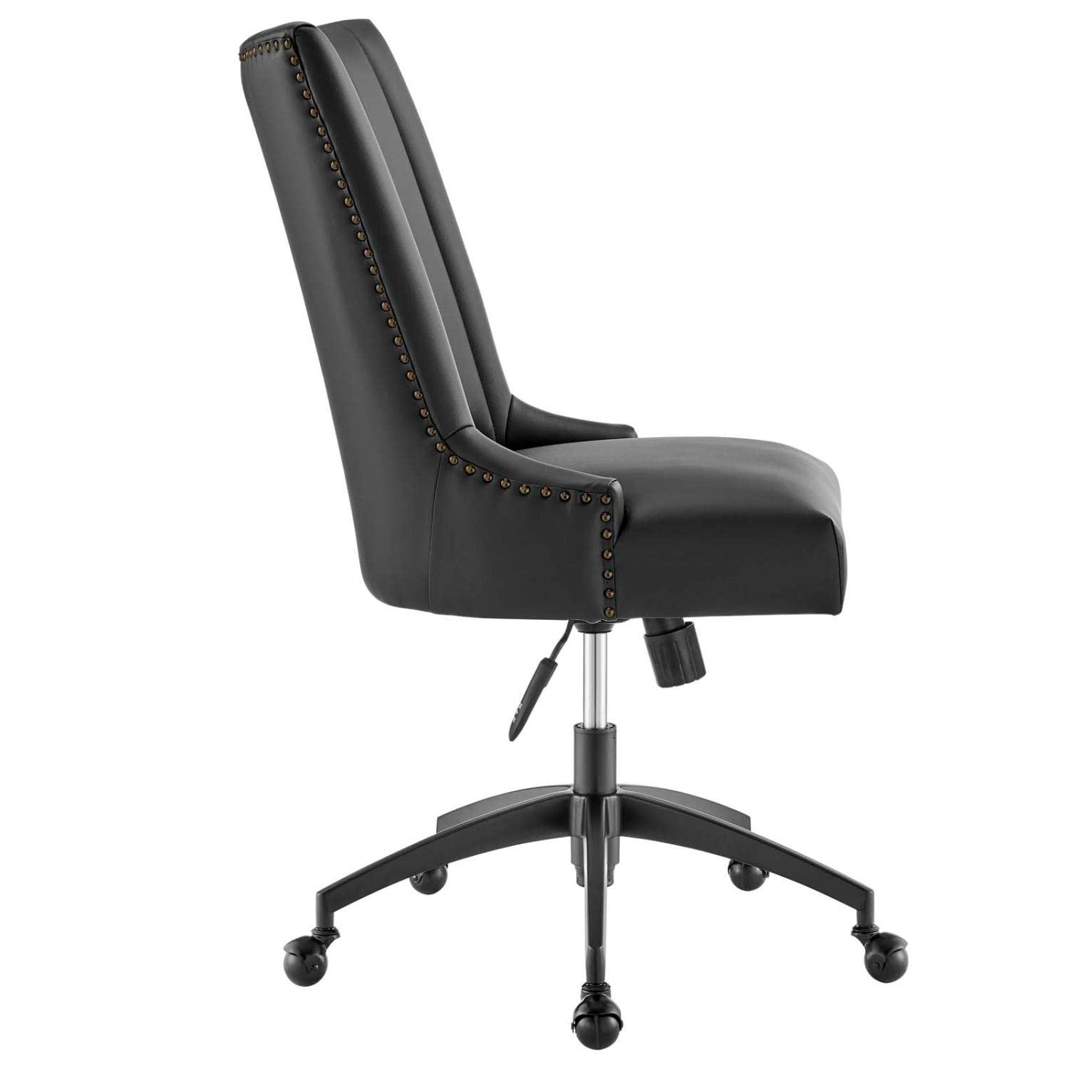 Modway Empower Channel Tufted Vegan Leather Office Chair Black: Metal Frame, Adjustable Height, Modern Style