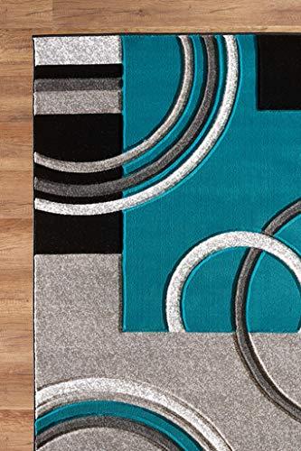 GLORY RUGS Area Rug Modern Soft Hand Carved Contemporary Floor Carpet with Premium Fluffy Texture for Indoor Living Dining Room and Bedroom Area (4x6, Turquoise)