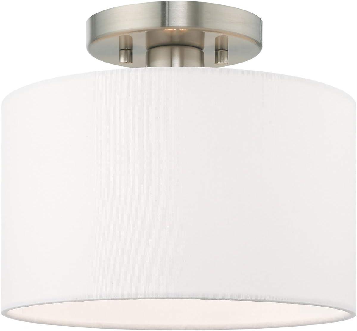 Clark 10" Indoor/Outdoor Brushed Nickel Drum Ceiling Light