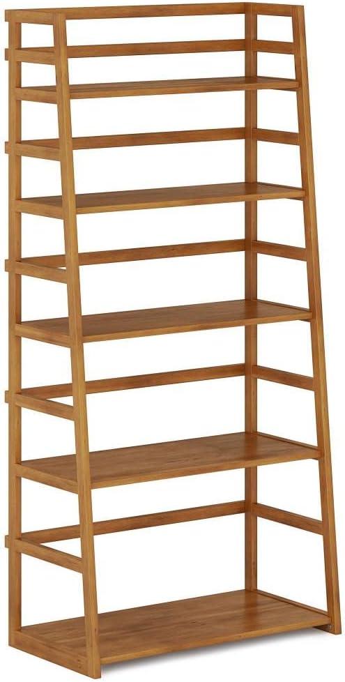 Acadian Solid Wood 63'' Ladder Shelf in Light Golden Brown