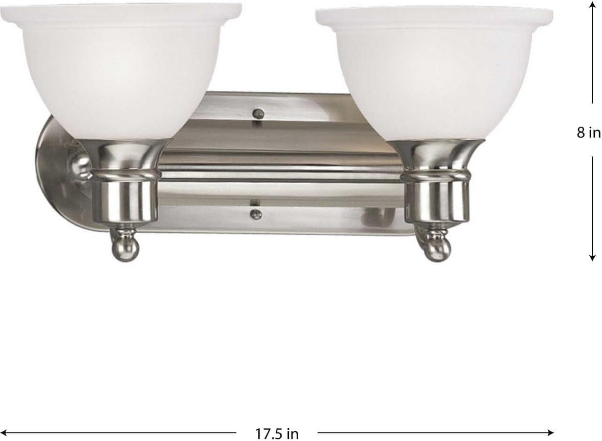 Progress Lighting Madison 2-Light Wall Bracket, Brushed Nickel, White Etched Glass, Up/Down Mounting, Damp Rated