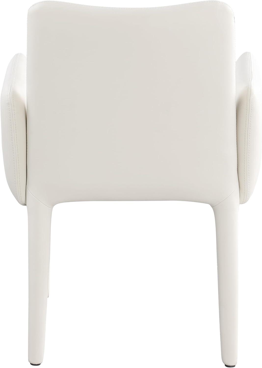 Cream Vegan Leather Upholstered Arm Chair with Iron Frame