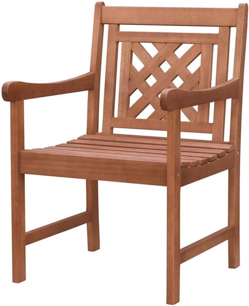 Malibu Elegance Natural Eucalyptus Wood Dining Chair with Cushions