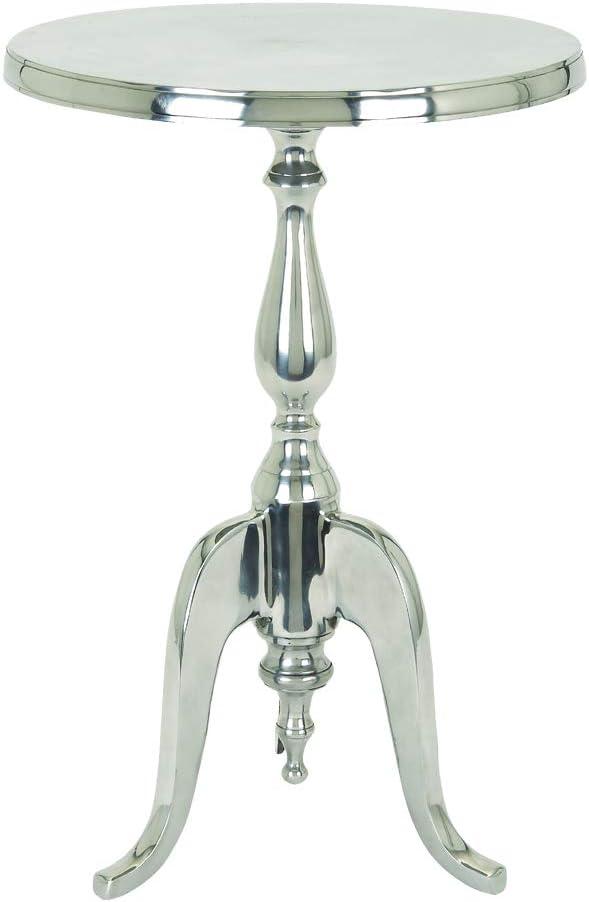 Aluminum Accent Table with Pedestal Base Silver - Benzara