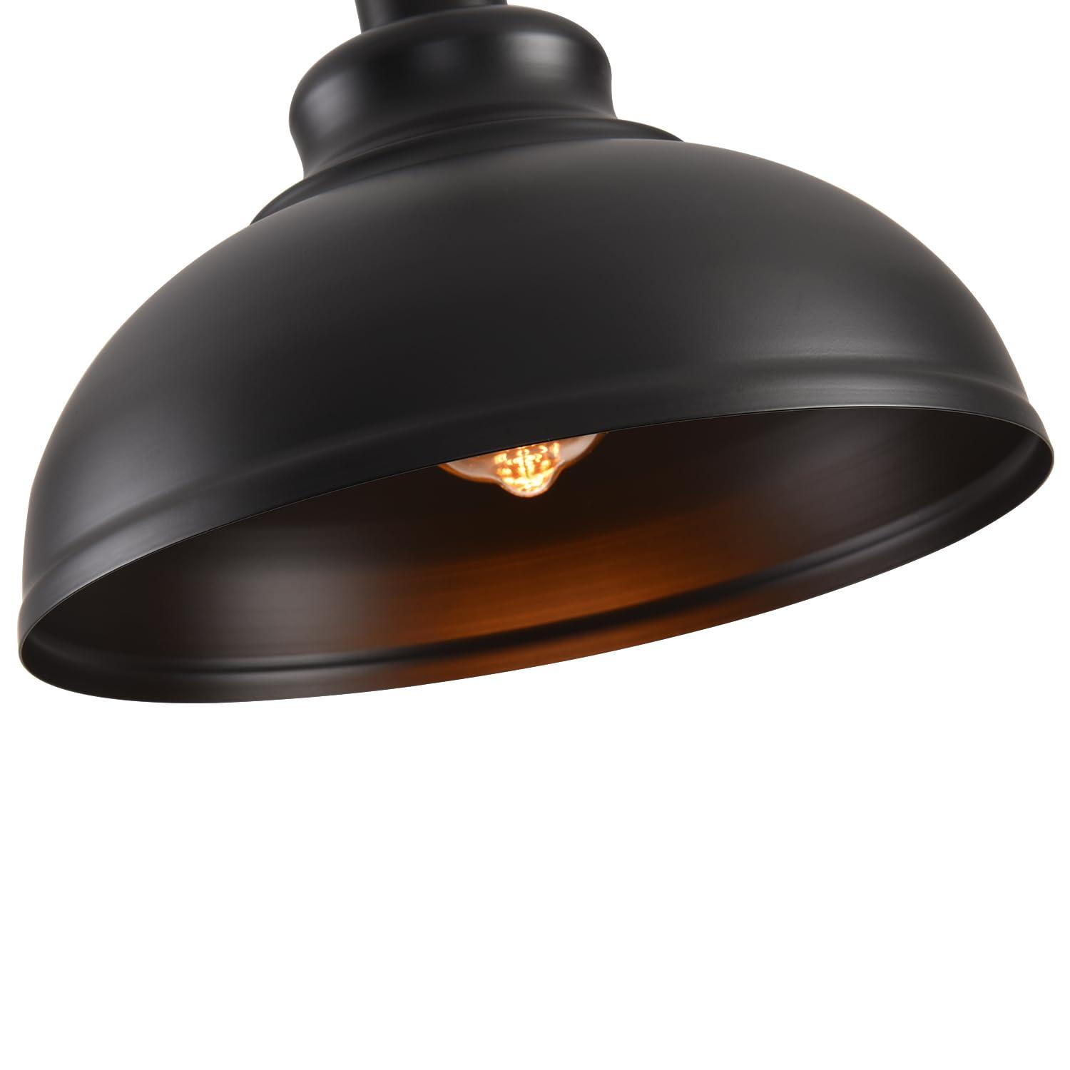 2-Pack Black Pendant Lights, 11.81'' Modern Pendant Lights Kitchen Island, Dome Large Pendant Light for Dining Room Foyer Bedroom Entryway Hallway Light Fixtures