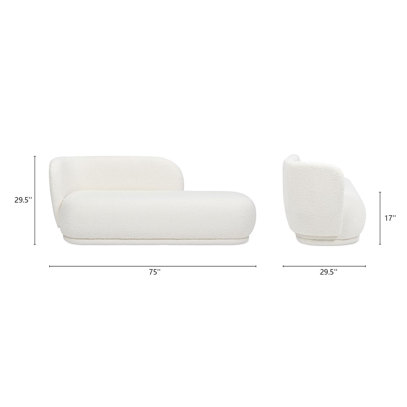 Aire 75" RAF Modern Rounded Chaise Lounge Ivory White Boucle