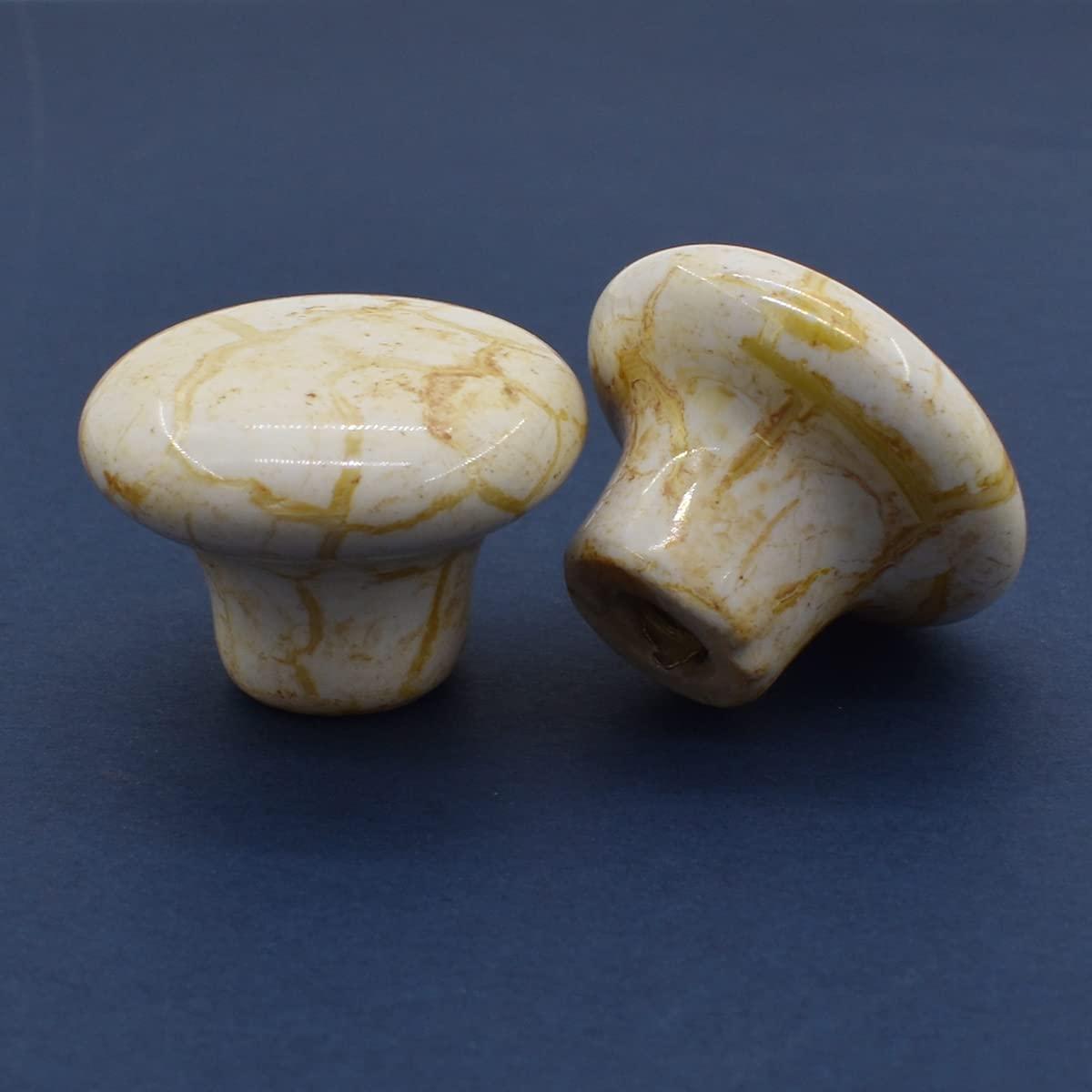 10 Pack 1.2" Ceramic Knobs Door Handle Cabinet Drawer Marble Finish Cupboard Pull for Cupboards, Wardrobe, Drawer, Dresser, Chest