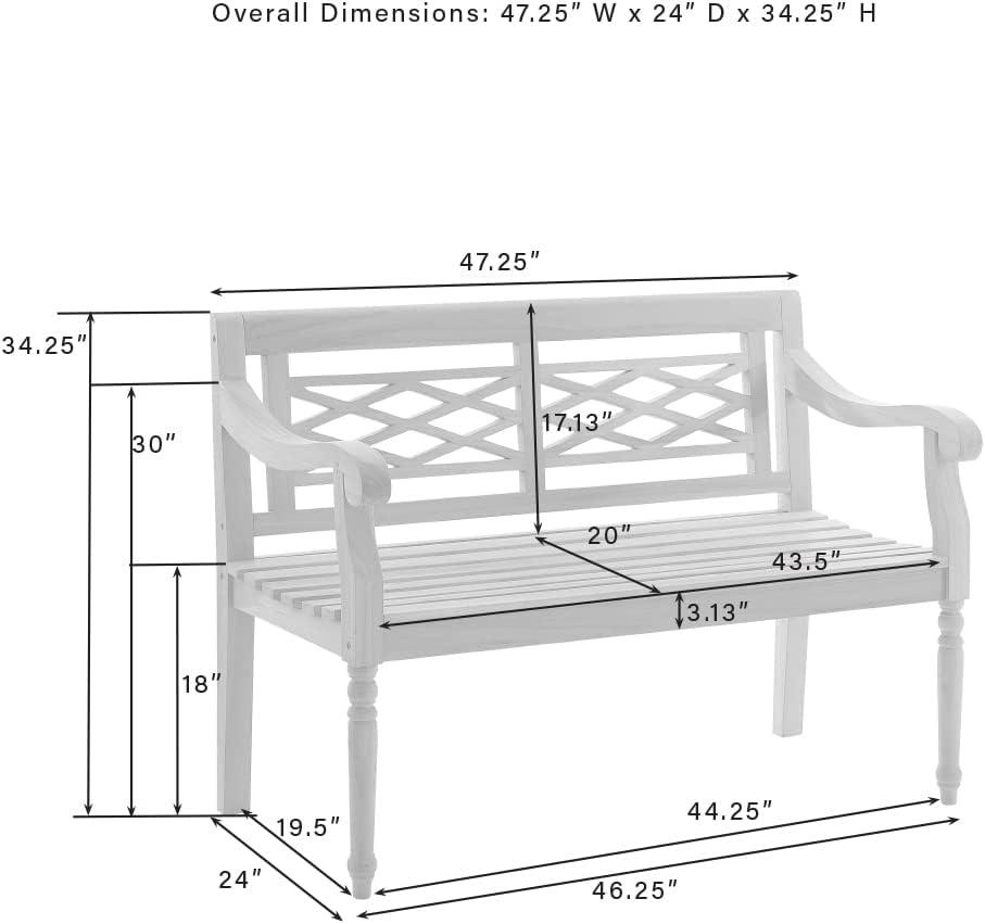 Crosley Furniture Olivier 2-Person Teak Wood Indoor Outdoor Bench for Outside Patio, Garden, Porch