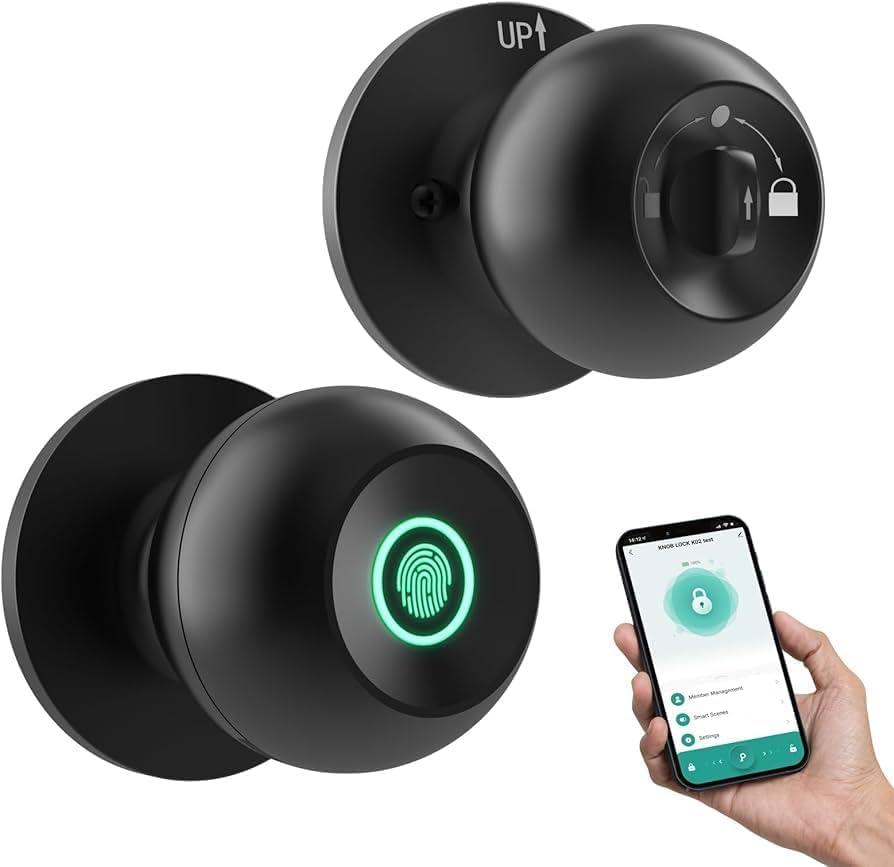 Ghome Fingerprint Smart Door Knob Lock App Control Biometric with Type-C Charge