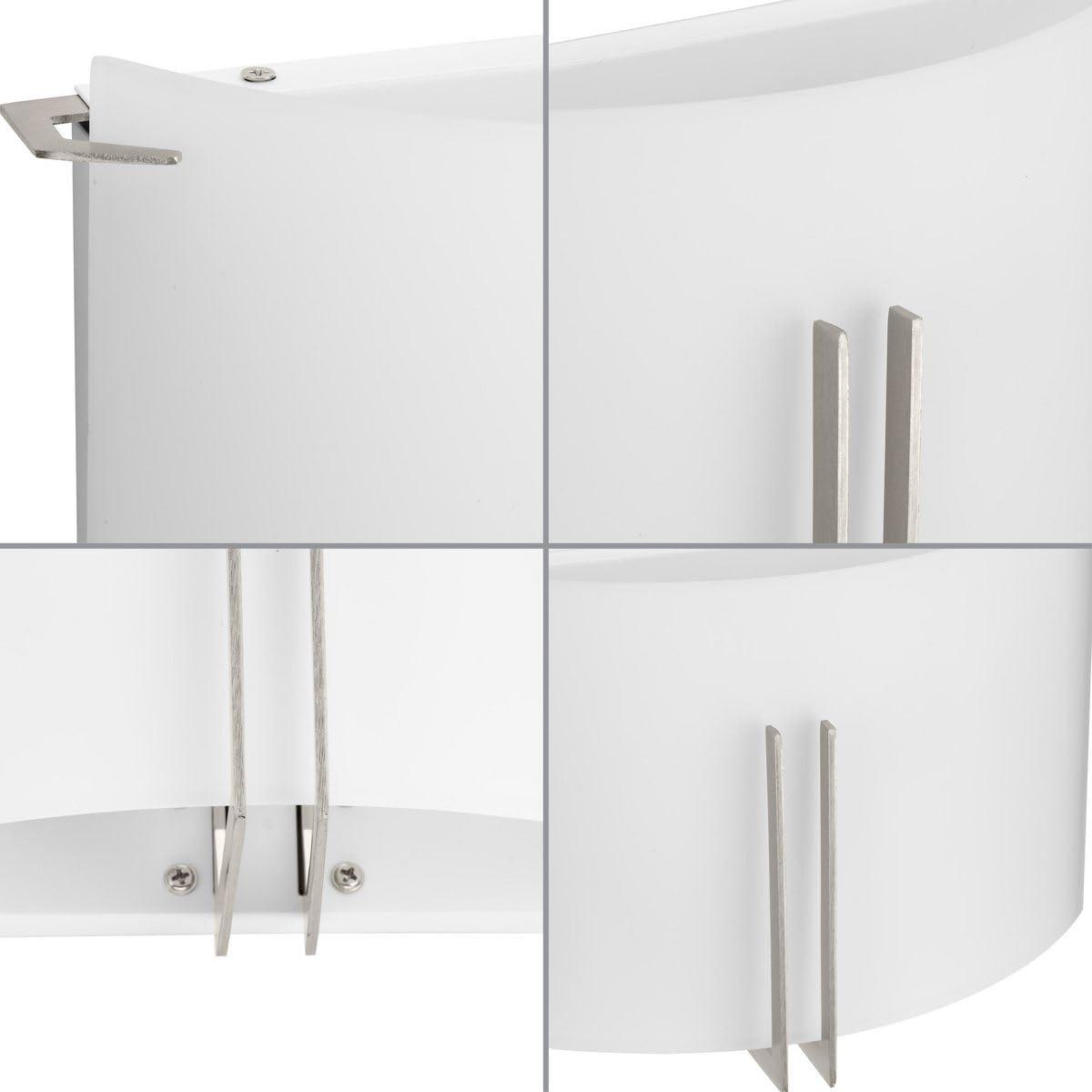 Progress Lighting, Modern Glass Collection, 2-Light Wall Sconce, Brushed Nickel, Etched Glass, Steel.