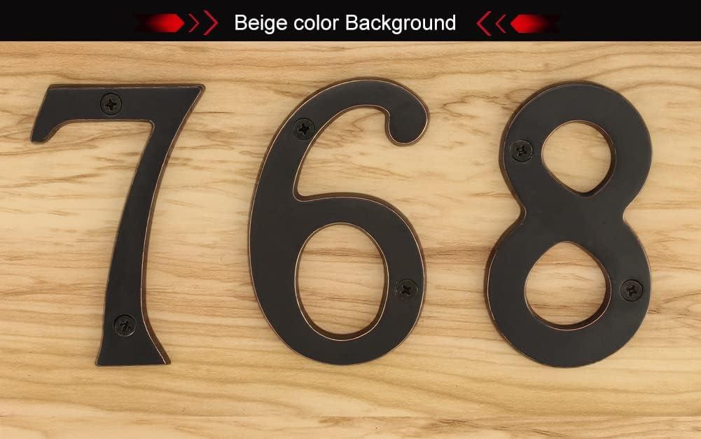 4 Inch Solid Brass House Number 6 in Bright Gold Finish