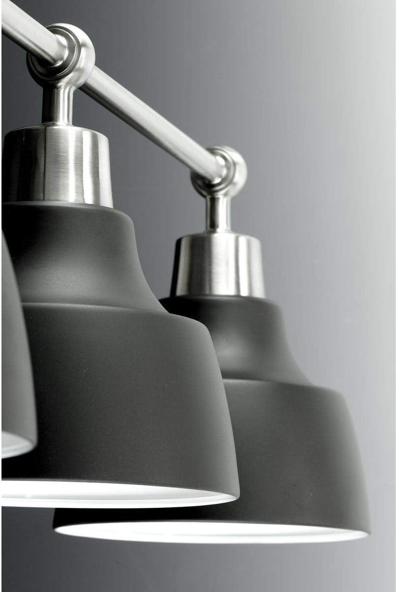 Progress Lighting Bramlett 3-Light Bath & Vanity, Brushed Nickel, Metal Reflector Shades