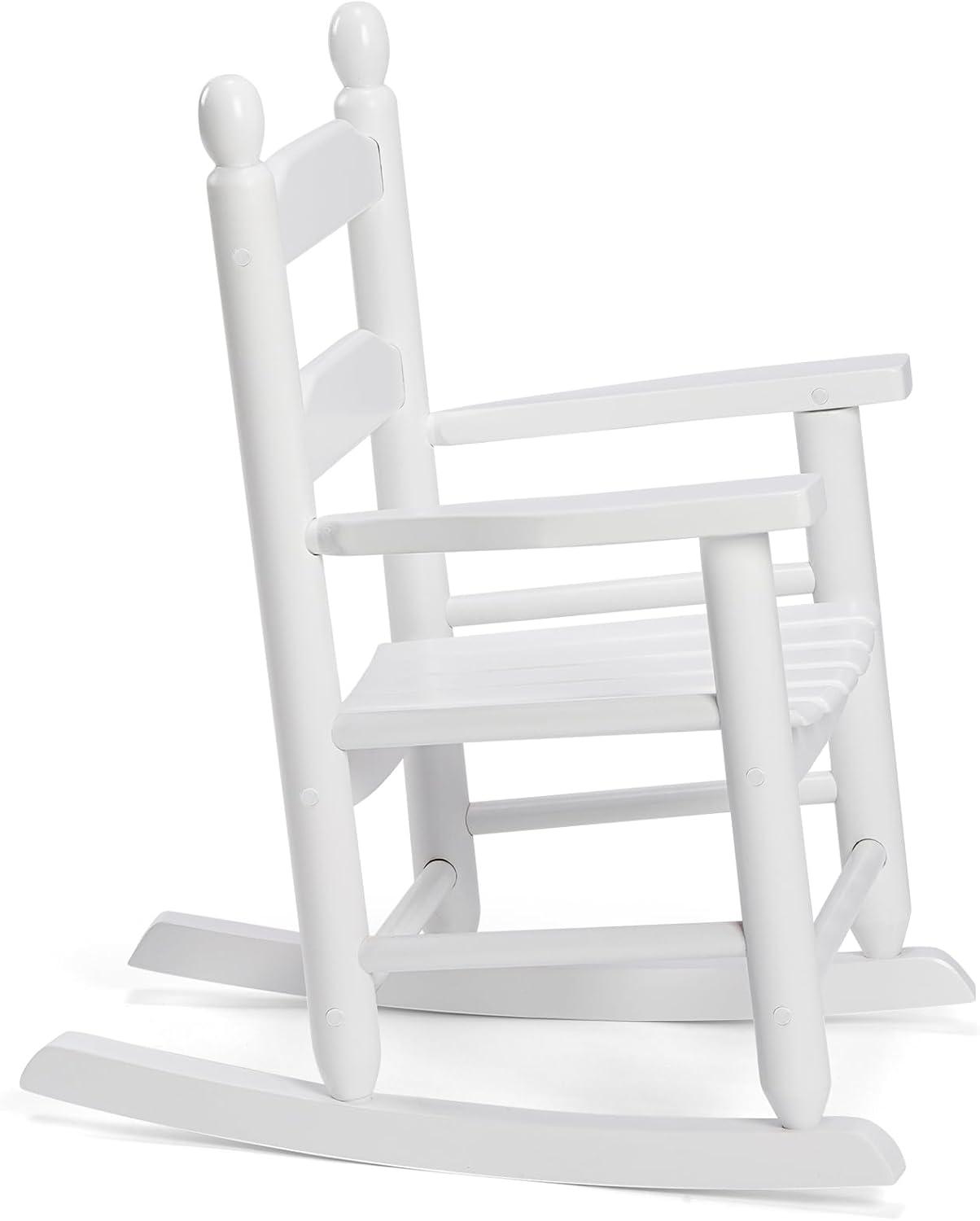 Child's Wood Porch Rocker - Perfect for Indoor or Outdoor All Weather Porch Rocker for Garden,Lawn,Balcony,Backyard and Patio Porch Rocker Use - Suitable for 3-7 Years Old(White)