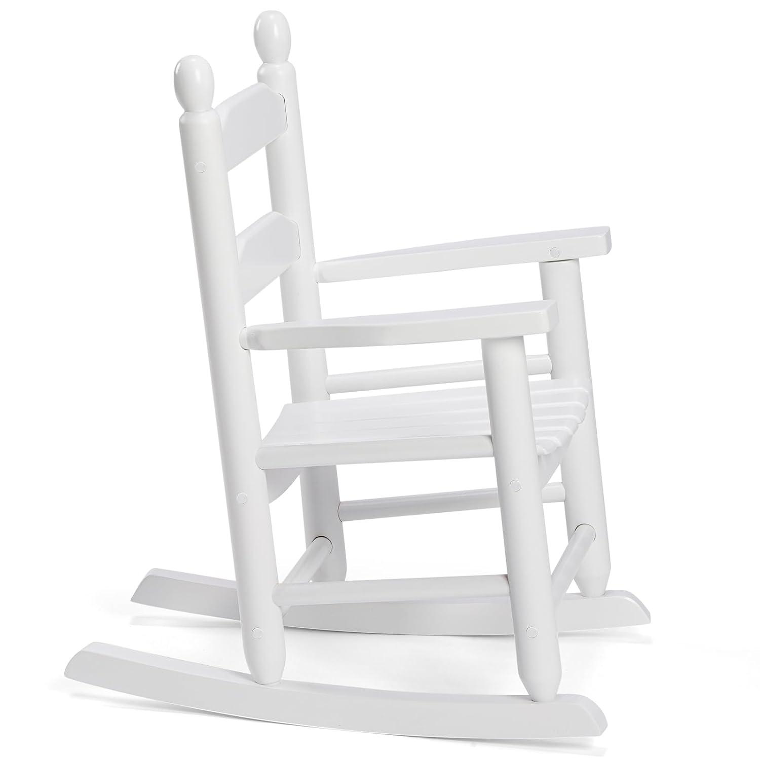 Child's Wood Porch Rocker - Perfect for Indoor or Outdoor All Weather Porch Rocker for Garden,Lawn,Balcony,Backyard and Patio Porch Rocker Use - Suitable for 3-7 Years Old(White)