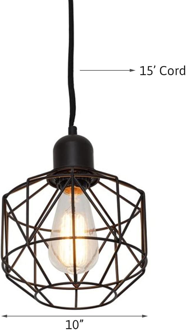 Bronze Geometric Cage Swag Pendant Light 9.75"