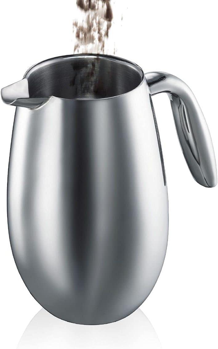 Bodum Columbia 4-Cup Stainless Steel Double Wall French Press Coffee Maker, 17 Ounce