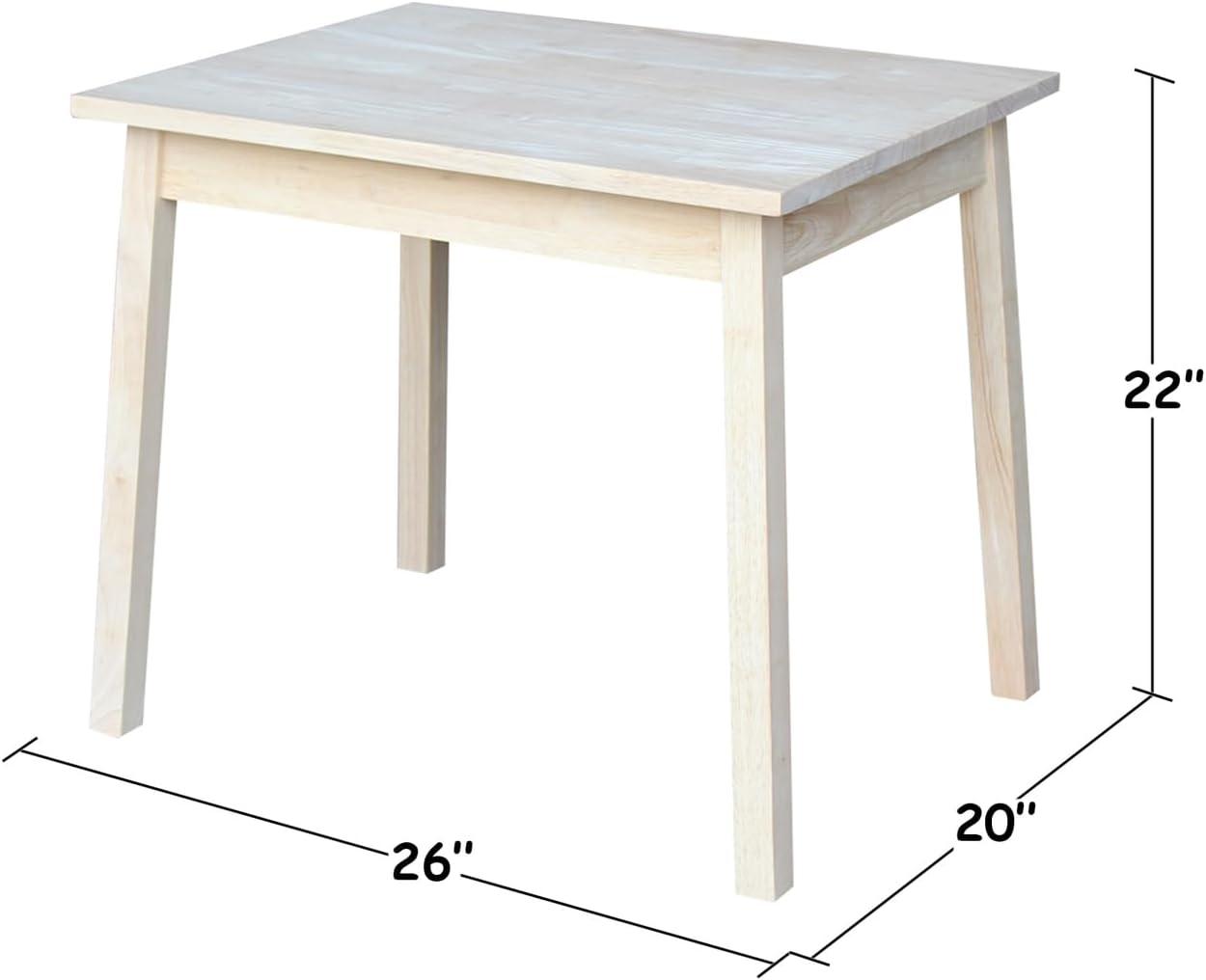 Unfinished White Wooden Kids Table with Tapered Legs