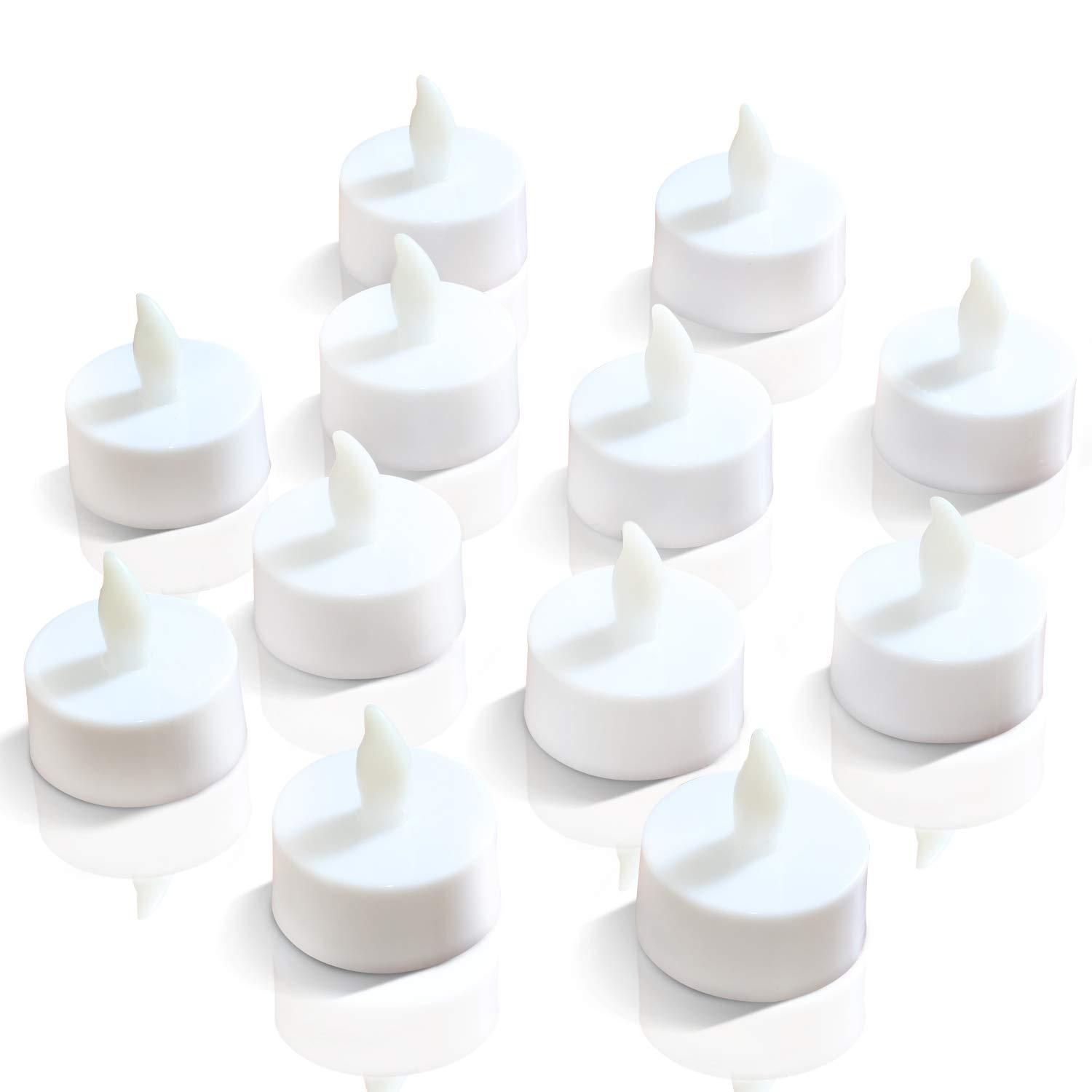 Novelty Place 12 Pcs Flameless LED Tea Light Candles Flickering Electric Tealight Candles Battery-Powered