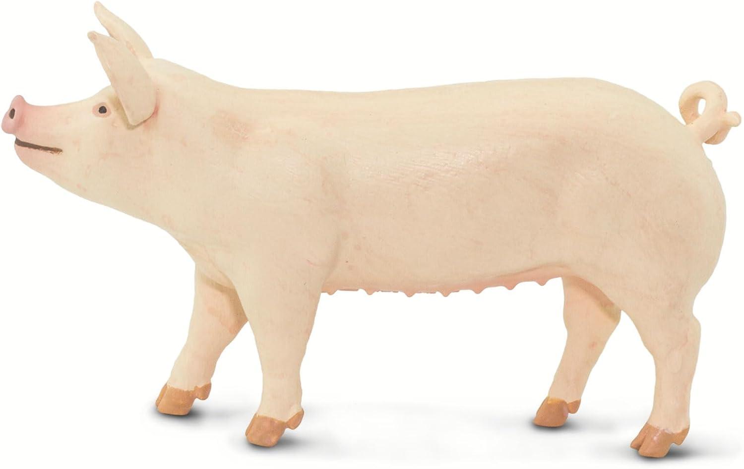 Safari Ltd. Large White Pig - Realistic 4" Farm Animal Figure - Educational Toy for Boys, Girls, & Kids Ages 3+