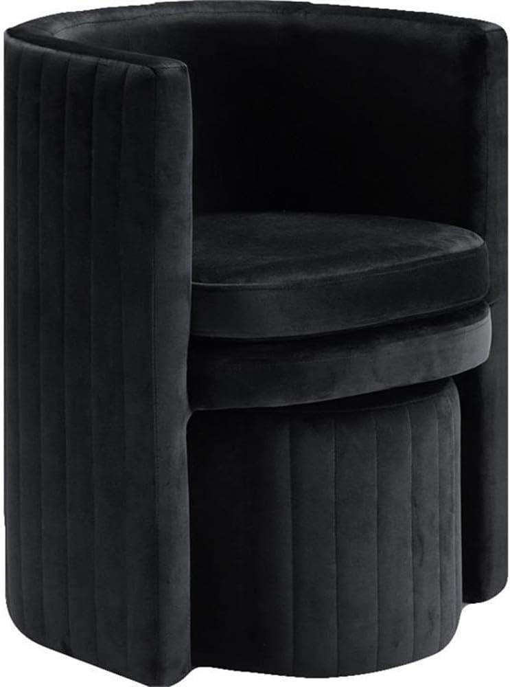 Meridian Furniture Selena Velvet Accent Chair and Ottoman Set in Black