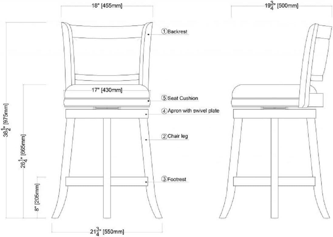 24" Augusta Swivel Counter Height Barstool Hardwood - Boraam